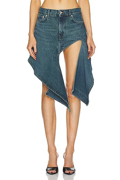 Shop Y/project Evergreen Cut Out Denim Mini Skirt In Evergreen Vintage Blue