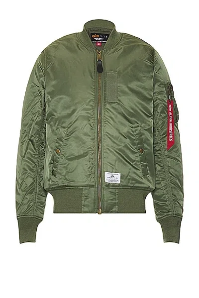 Alpha Industries Ma-1 Vf 59 Long Bomber Jacket Dark Green Nylon Bomber Jacket In Sage