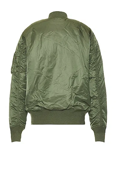 Alpha Industries Ma-1 Vf 59 Long Bomber Jacket Dark Green Nylon Bomber Jacket In Sage
