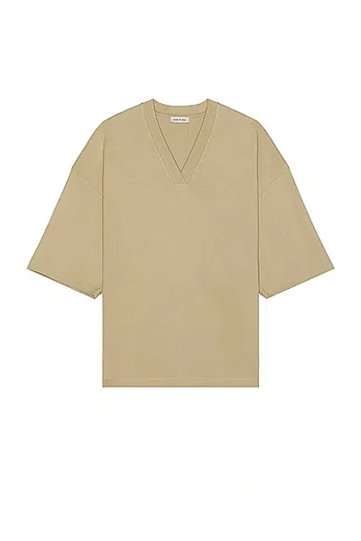 Shop Fear Of God Milano V Neck Tee In Dune