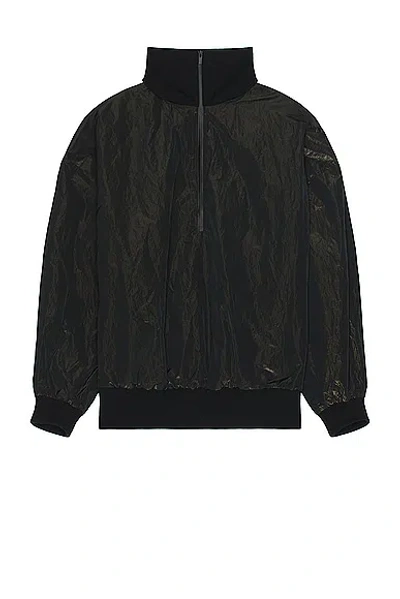 Shop Fear Of God Wrinkled Polyester Half Zip High Neck Track Jacket In Black