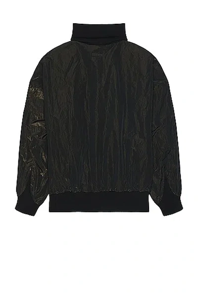 Shop Fear Of God Wrinkled Polyester Half Zip High Neck Track Jacket In Black