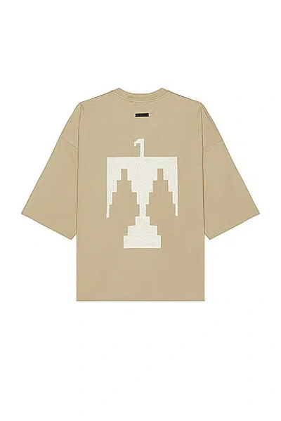 Shop Fear Of God Viscose Embroidered Thunderbird Milano Tee In Dune