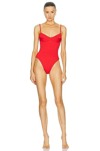Shop Haight Ribbed Monica One Piece Swimsuit In Red Shift
