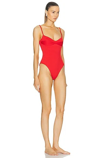 Shop Haight Ribbed Monica One Piece Swimsuit In Red Shift