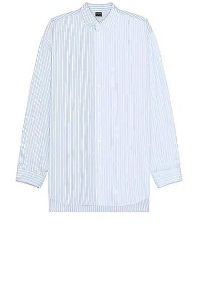 Shop Balenciaga Patched Shirt In Sky Blue & White