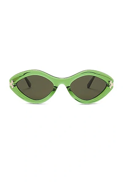 Shop Emilio Pucci Oval Sunglasses In Shiny Light Green