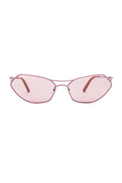 Shop Emilio Pucci Oval Sunglasses In Shiny Pink & Bordeaux Mirror