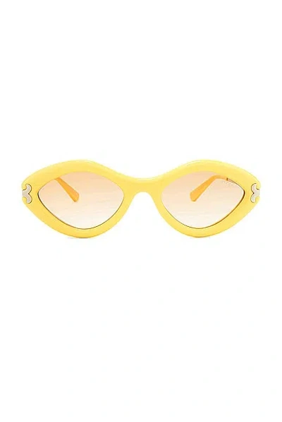 Shop Emilio Pucci Oval Sunglasses In Shiny Yellow & Gradient Brown