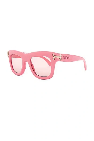 Shop Emilio Pucci Square Sunglasses In Shiny Pink & Bordeaux