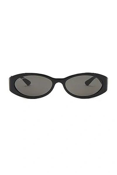 Gucci Oval-frame Sunglasses In Black