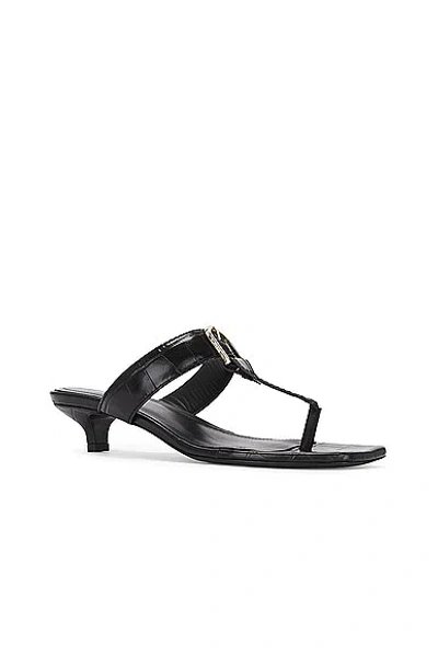 Shop Totême Belted Croco Flip Flop Heel In Black