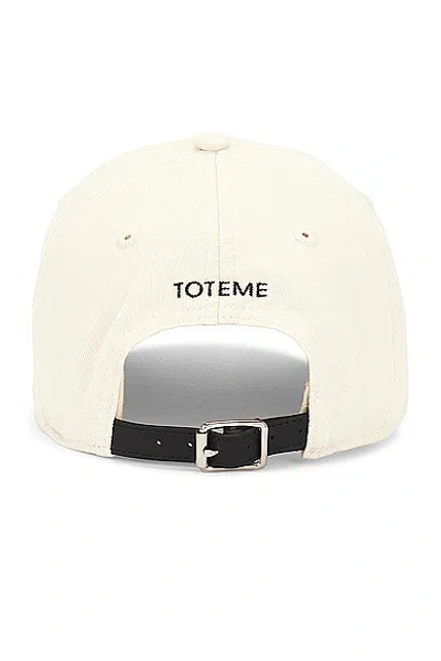 Shop Totême Leather Trim Cotton Cap In Pebble