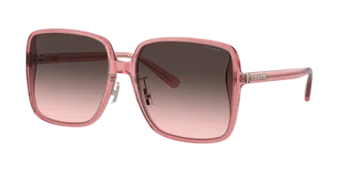 Shop Coach Woman Sunglasses Hc8368d Ch572 In Grey Pink Gradient