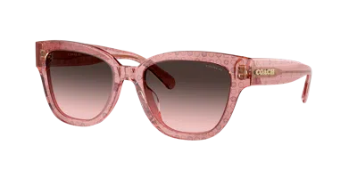Shop Coach Woman Sunglasses Hc8379u Cl920 In Grey Pink Gradient
