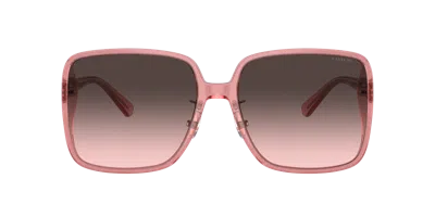 Coach Woman Sunglasses Hc8368d Ch572 In Grey Pink Gradient