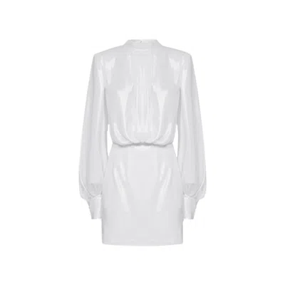 Shop Blanca Vita Abelia Laminated Mini Dress In White