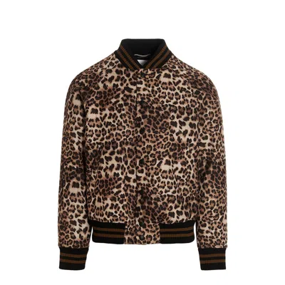 Shop Pt Torino Leopard Bomber Jacket In Brown