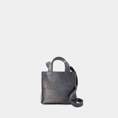 Shop Acne Studios Mini Lunar Shopper Bag -  - Leather - Silver/blue