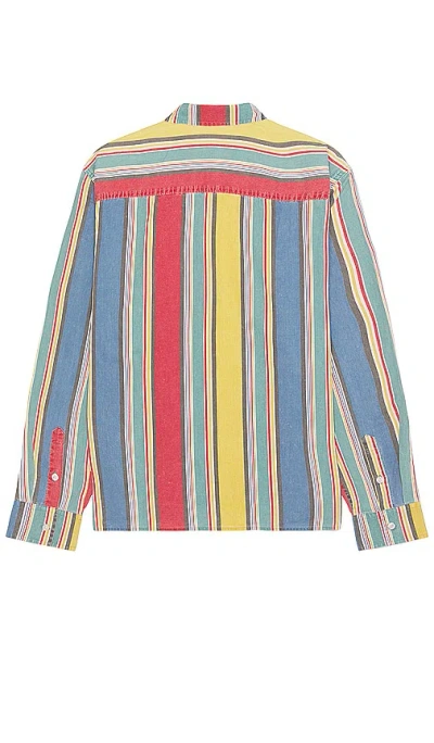 Shop Guess Originals Multi-stripe Long Sleeve Shirt In Sage Rust Multi