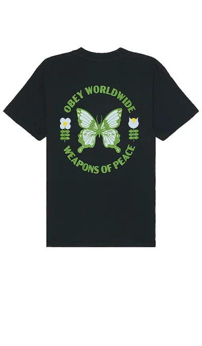 Shop Obey Weapons Of Peace Tee In Pigment Vintage Black