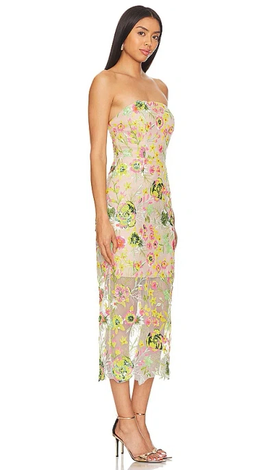 Shop Milly Kait Botanical Petals Sequins Dress In 混绿色