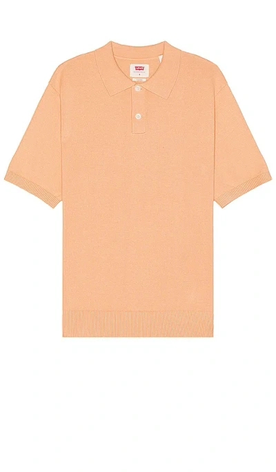 Shop Levi's Sweater Knit Polo In Peach Bloom