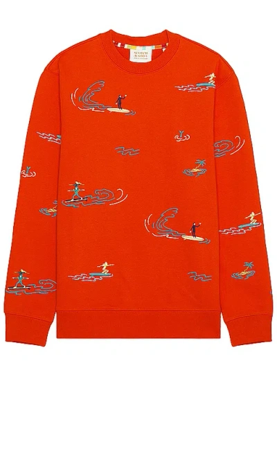 Shop Scotch & Soda Allover Embroidery Sweatshirt In Boat Red