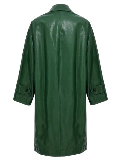 Shop Burberry Long Leather Car Coat In Green