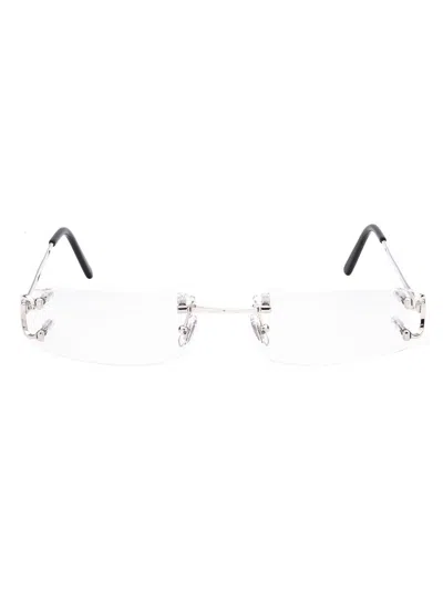 Shop Cartier Optical In 002 Silver Shiny Transparent
