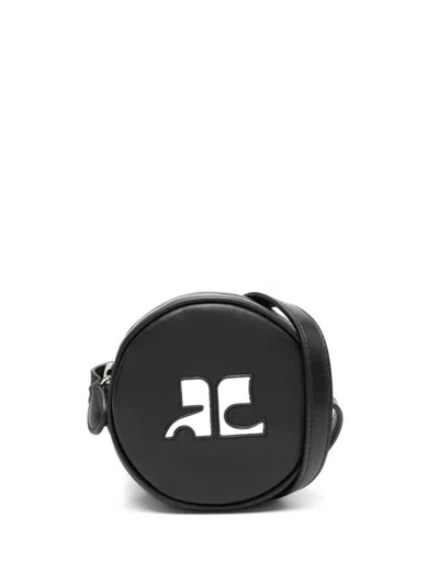Courrèges Black Reedition Leather Circle Bag In Black