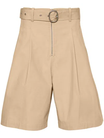 Shop Jil Sander Cotton Shorts In Beige