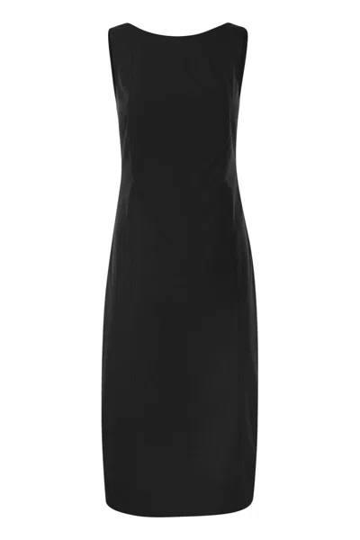 Shop Max Mara Studio Foglia - Cotton Sheath Dress In Black