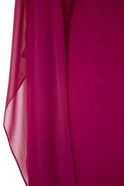 Shop Max Mara Studio Vallet - One-shoulder Dress In Washed Silk In Fuchsia