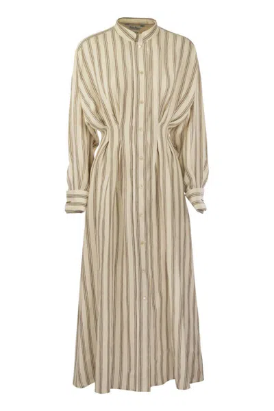 Shop Max Mara Yole - Striped Linen Long Dress In White
