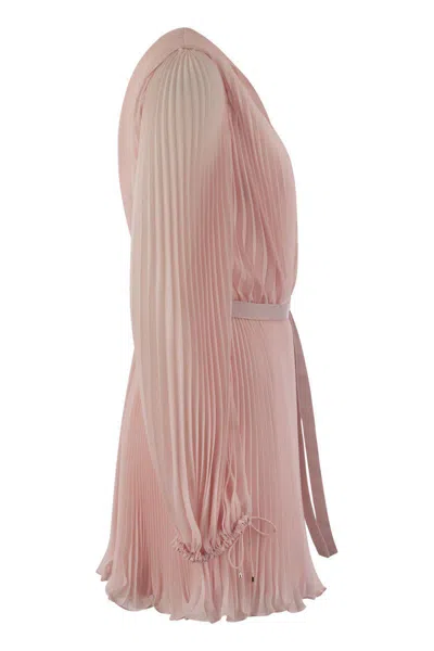 Shop Max Mara Visit - Pleated Chiffon Minidress In Pink