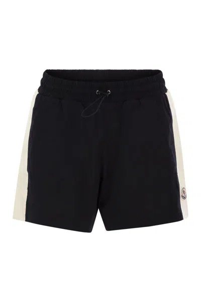 Shop Moncler Jersey Shorts In Navy