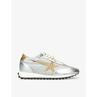 Golden Goose Running Marathon Nylon Upper Lamineted Toe And Spur Printed Star Glitter Heel Shoes In Multi