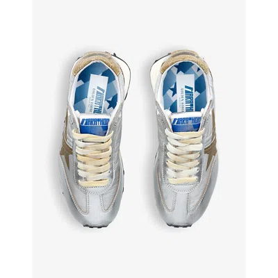 Golden Goose Running Marathon Nylon Upper Lamineted Toe And Spur Printed Star Glitter Heel Shoes In Multi
