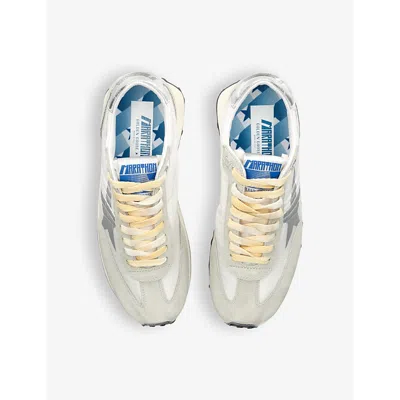 Golden Goose Mens White/comb Men's Marathon Runner Suede And Mesh Low-top Trainers Eur 45 / 11 Uk In White/comb