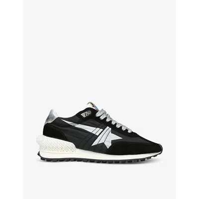 Golden Goose Running Marathon Leather-trimmed Shell Sneakers In Black/comb
