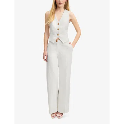 Lk Bennett Womens Cre-ecru Ami V-neck Slim-fit Cotton Waistcoat In Cre-ecru