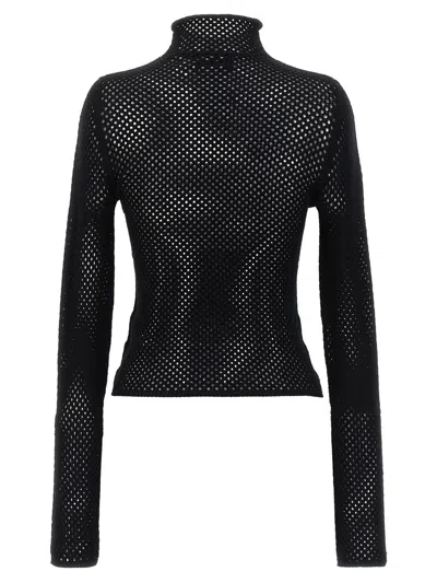 Off-white Openwork Logo Sweater Sweater, Cardigans Black In Black