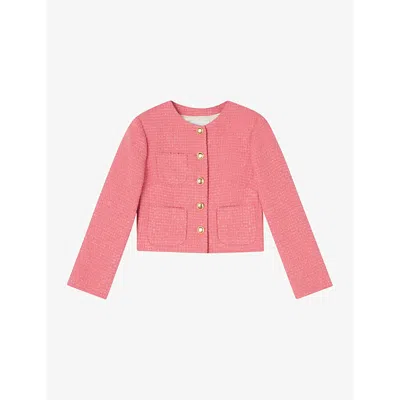 Lk Bennett Womens Pin-blush Allie Boxy-fit Tweed Cotton-blend Jacket In Pin-blush