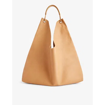 The Row Bindle Three Suede Shoulder Bag In Cream Blk