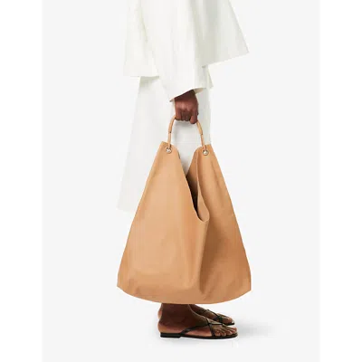 The Row Bindle Three Suede Shoulder Bag In Cream Blk