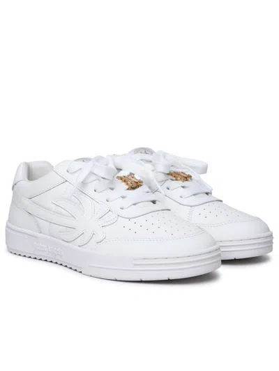 Shop Palm Angels 'palm Beach University' White Leather Sneakers