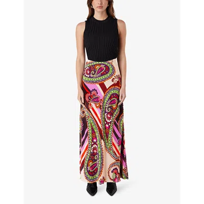 Ro&zo Paisley-print Bias-cut Satin Maxi Skirt In Multi
