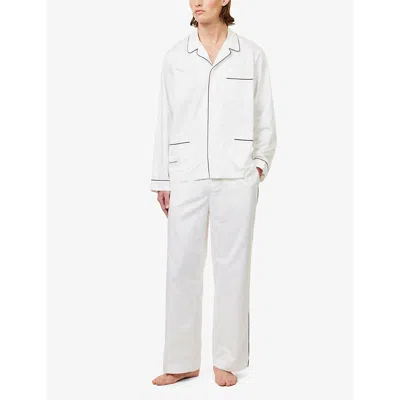 Shop Magniberg Men's White Sorbetto Contrast-piping Cotton Pyjama Bottoms