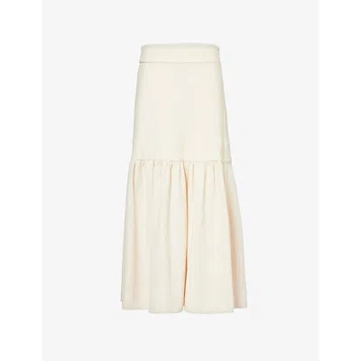 Shop Me And Em Women's Cream Textured Tiered High-rise Cotton-blend Maxi Skirt